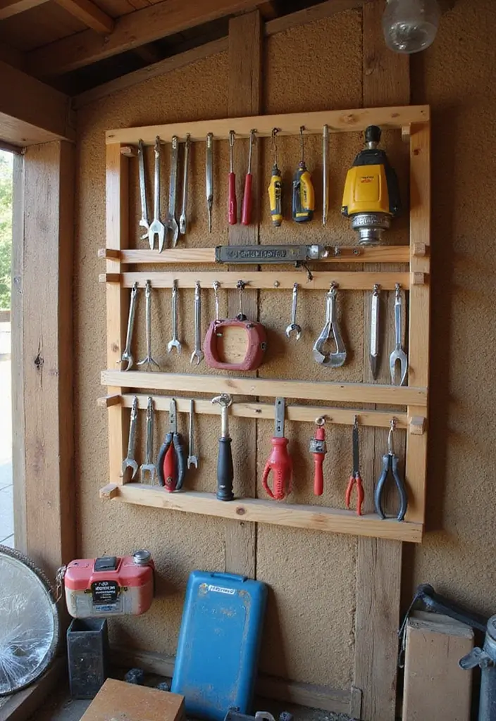 30 Shed Storage Ideas to Keep Tools and Gear in Order - 18. DIY Tool Holder