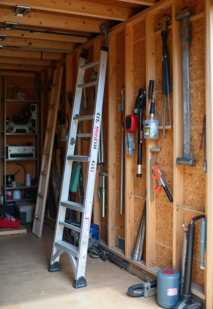 30 Shed Storage Ideas to Keep Tools and Gear in Order - 21. Ladder Storage
