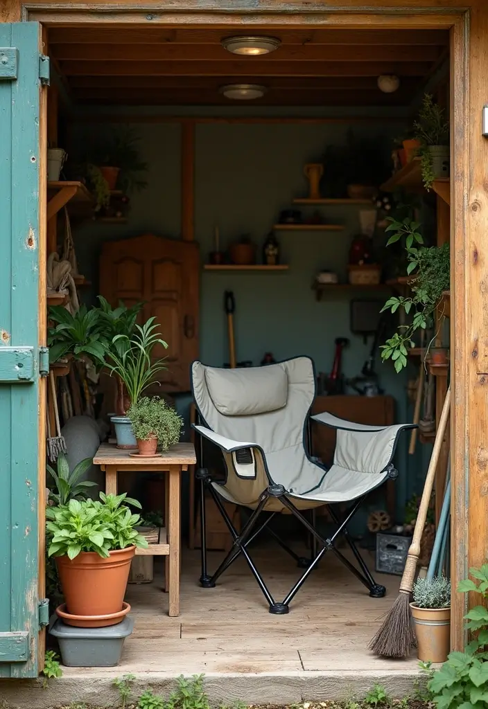 30 Shed Storage Ideas to Keep Tools and Gear in Order - 27. Foldable Chairs