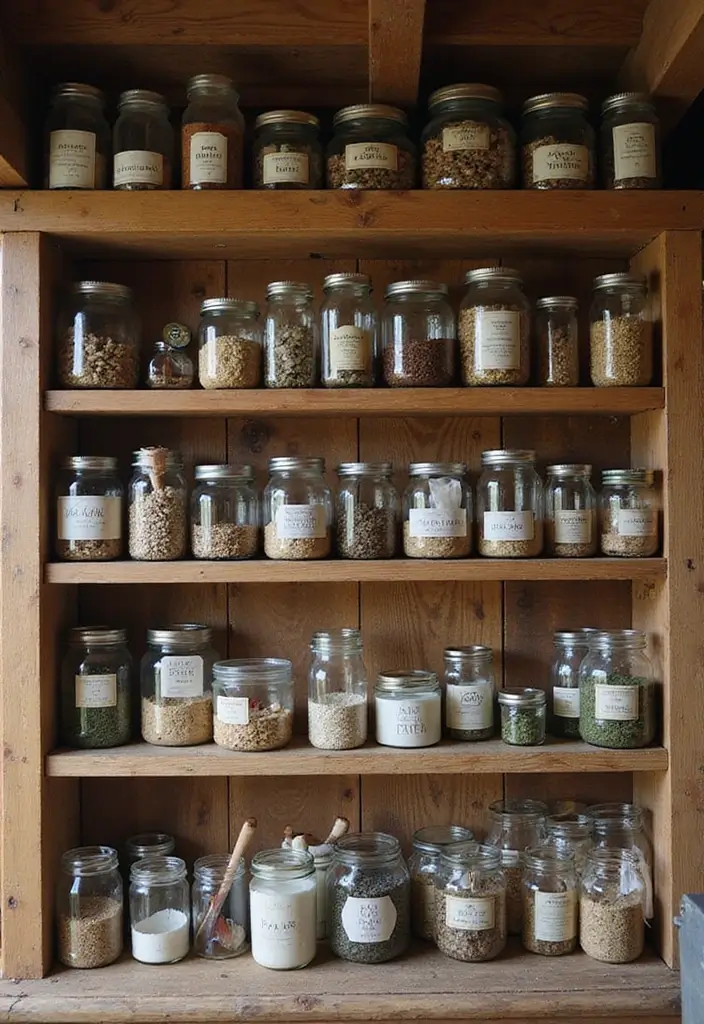 30 Shed Storage Ideas to Keep Tools and Gear in Order - 5. Recycled Jars for Small Items