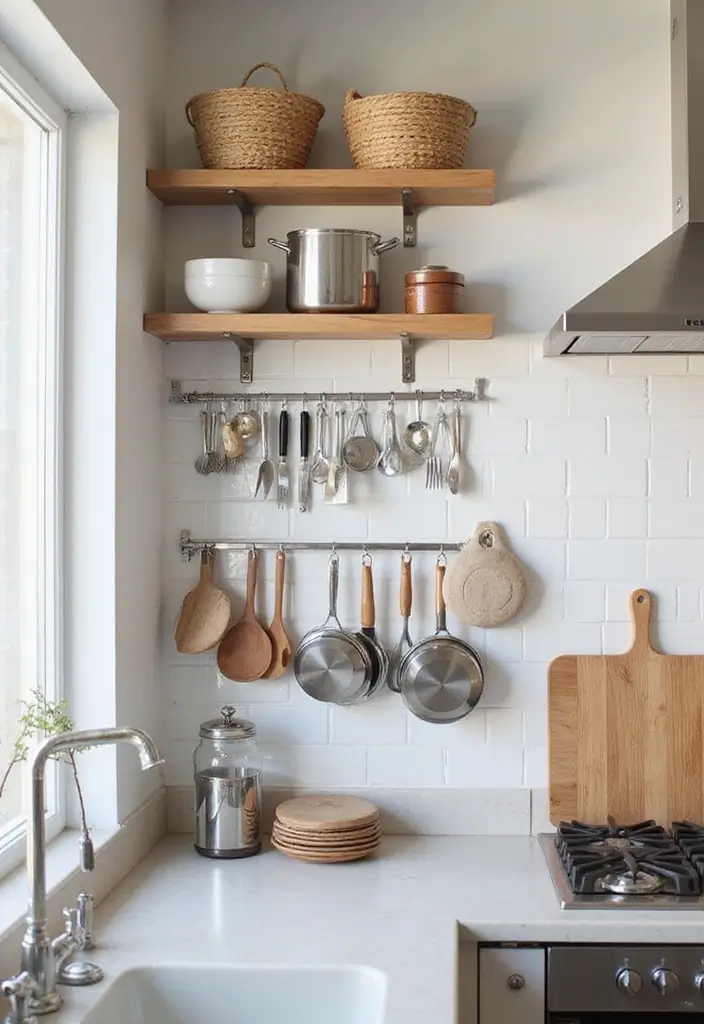 30 Small Apartment Storage Ideas for Big Style and Function - 16. Hanging Organizers in The Kitchen