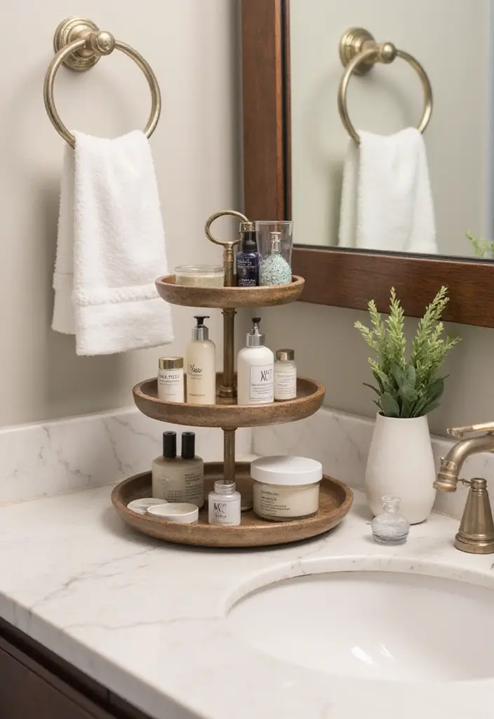 30 Small Apartment Storage Ideas for Big Style and Function - 18. Use Tiered Serving Trays