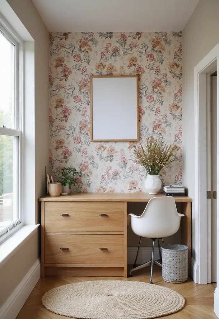 30 Small Apartment Storage Ideas for Big Style and Function - 27. Use Removable Wallpaper for a Pop of Style