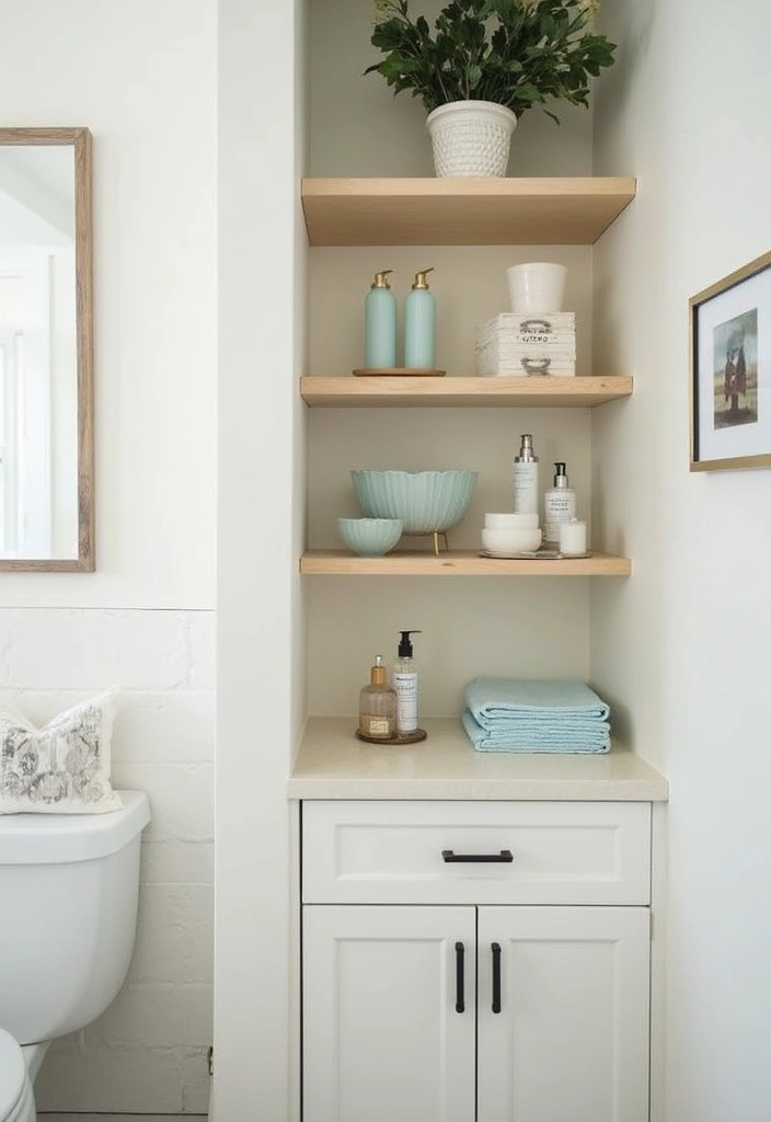 30 Small Bathroom Storage Ideas That Save Space Beautifully 11. Built In Shelving