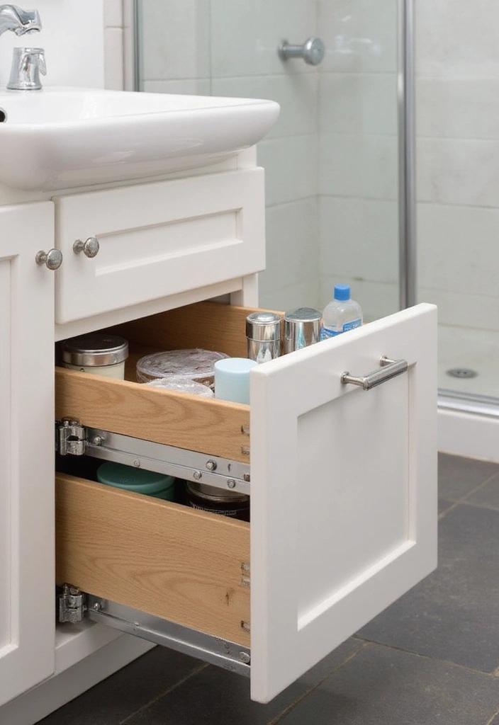 30 Small Bathroom Storage Ideas That Save Space Beautifully 18. Pull Out Drawers