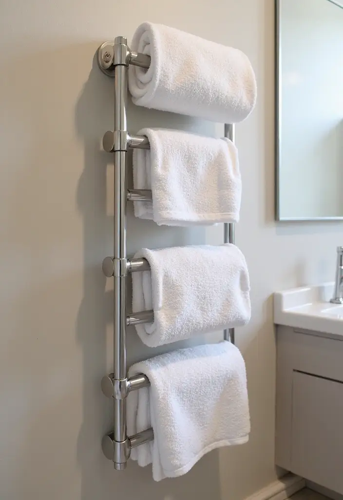30 Small Bathroom Storage Ideas That Save Space Beautifully 27. Folding Towel Rack