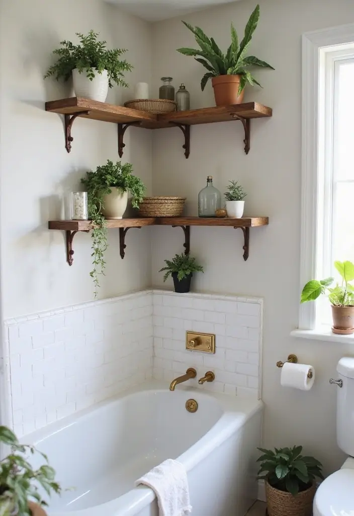 30 Small Bathroom Storage Ideas That Save Space Beautifully 3. Corner Shelves