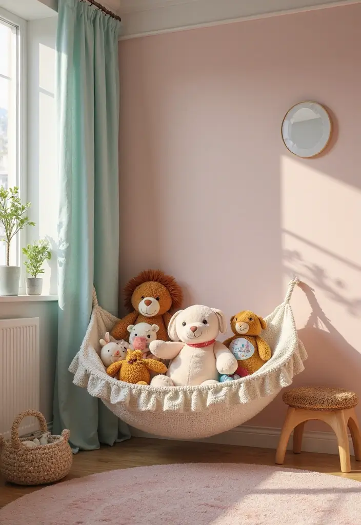30 Stuffed Animal Storage Ideas That Kids Will Love - 1. Stuffed Animal Hammock