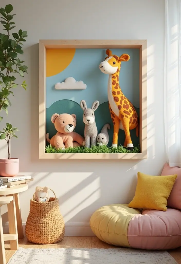 30 Stuffed Animal Storage Ideas That Kids Will Love - 11. DIY Stuffed Animal Wall Art