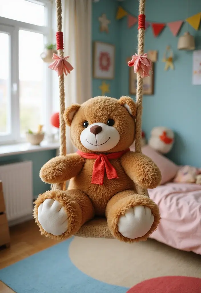 30 Stuffed Animal Storage Ideas That Kids Will Love - 12. Stuffed Animal Swing