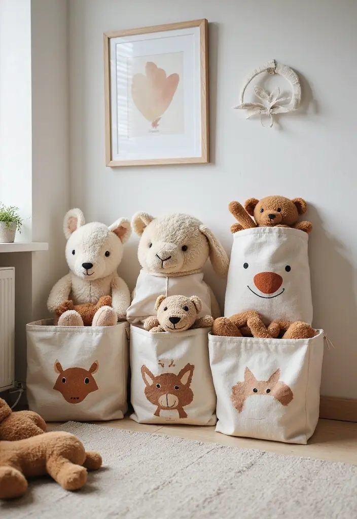 30 Stuffed Animal Storage Ideas That Kids Will Love - 19. Personalized Stuffed Animal Bags