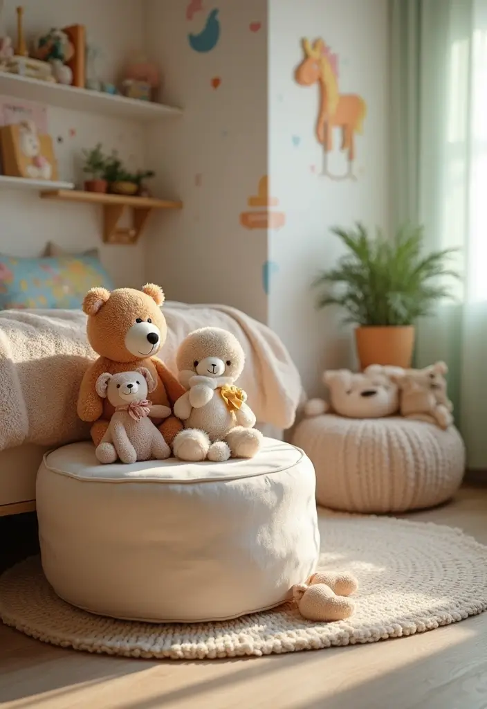 30 Stuffed Animal Storage Ideas That Kids Will Love - 21. Toy Storage Ottomans