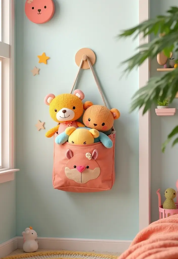 30 Stuffed Animal Storage Ideas That Kids Will Love - 22. Fun Stuffed Animal Pouch