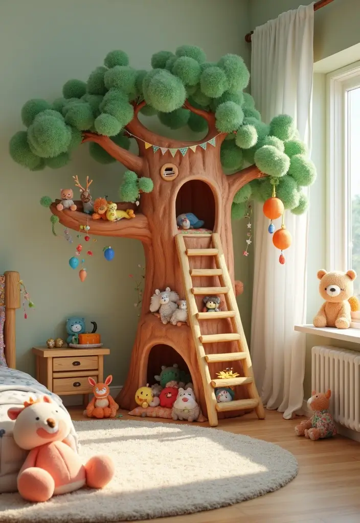 30 Stuffed Animal Storage Ideas That Kids Will Love - 25. Stuffed Animal Treehouse