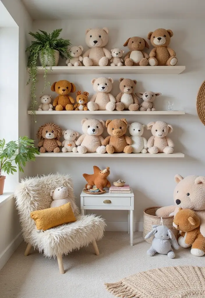 30 Stuffed Animal Storage Ideas That Kids Will Love - 26. Stuffed Animal Collection Display