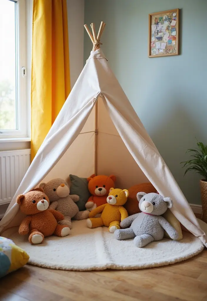 30 Stuffed Animal Storage Ideas That Kids Will Love - 8. Corner Play Tent
