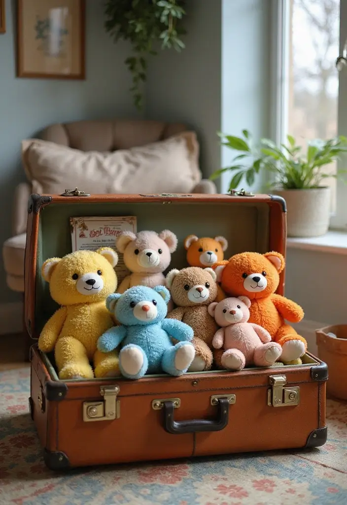 30 Stuffed Animal Storage Ideas That Kids Will Love - 9. Stuffed Animal Luggage