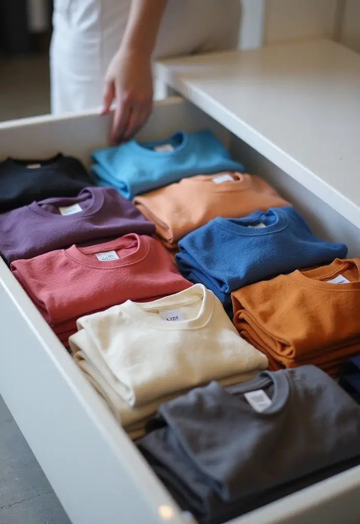 30 T Shirt Storage Ideas for a Perfectly Folded Closet 1. The Classic Vertical Fold