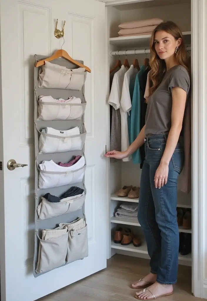 30 T Shirt Storage Ideas for a Perfectly Folded Closet 20. Closet Door Organizer