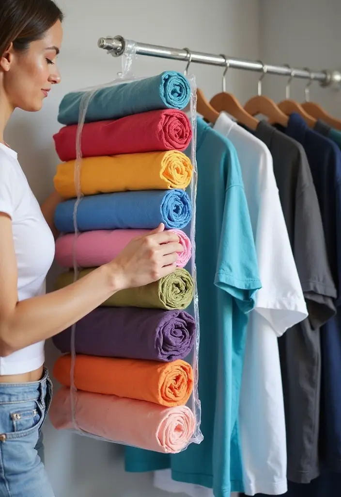 30 T Shirt Storage Ideas for a Perfectly Folded Closet 4. Hanging T Shirt Organizers