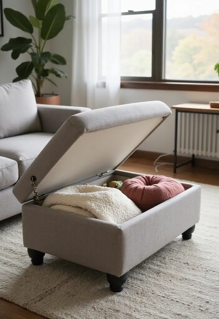 30 Tiny Home Storage Ideas to Make the Most of Small Spaces 46 30 Tiny Home Storage Ideas to Make the Most of Small Spaces - 8. Multi-Purpose Ottoman