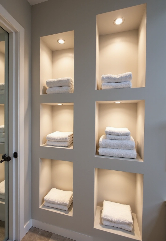 30 Towel Storage Ideas That Are Stylish and Space-Saving - 10. Recessed Towel Storage Nooks