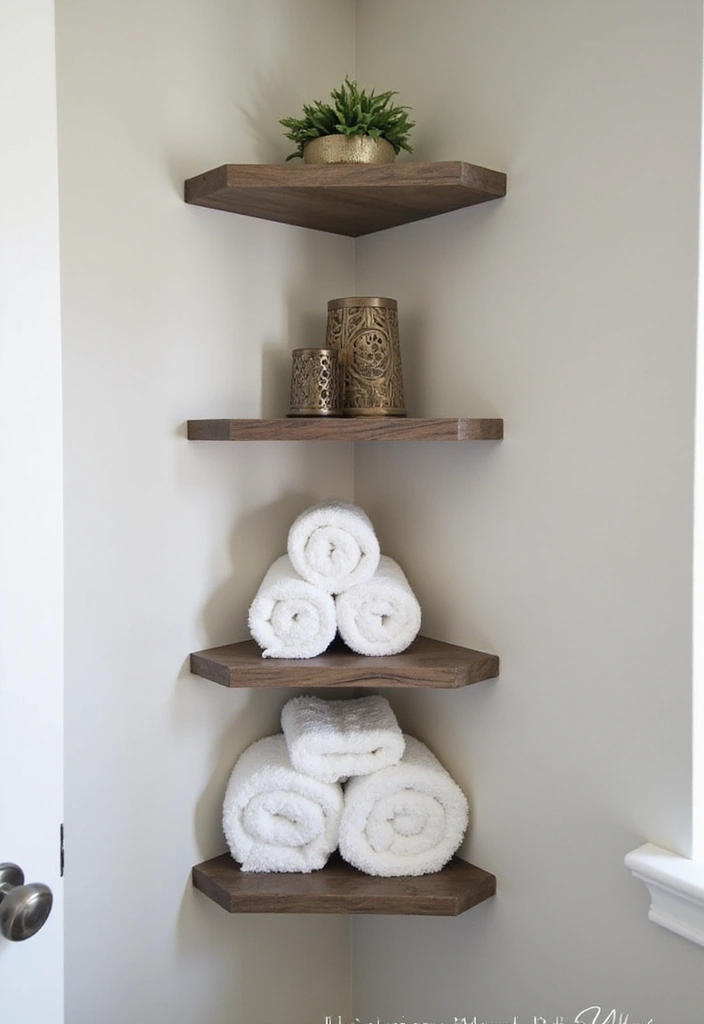 30 Towel Storage Ideas That Are Stylish and Space-Saving - 11. Corner Shelves for Towel Storage