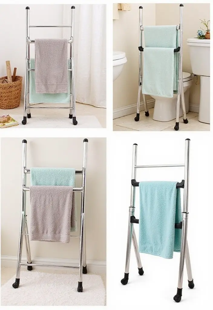 30 Towel Storage Ideas That Are Stylish and Space-Saving - 9. Foldable Towel Rack