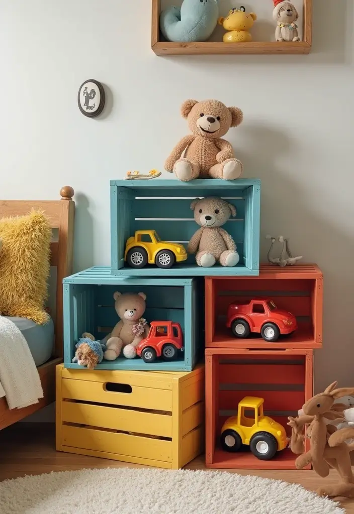 30 Toy Storage Ideas to Keep Playtime Organized and Fun - 1. Upcycled Crates for Rustic Charm