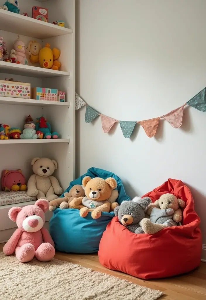 30 Toy Storage Ideas to Keep Playtime Organized and Fun - 13. Toy Bag Chairs for Functional Seating