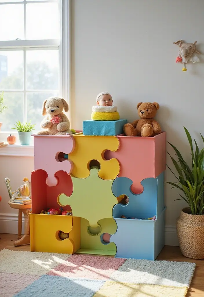 30 Toy Storage Ideas to Keep Playtime Organized and Fun - 19. Puzzle Piece Storage for Easy Play