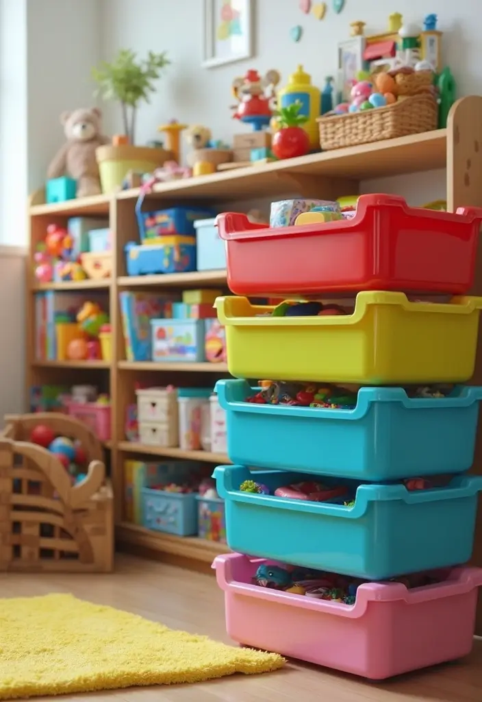 30 Toy Storage Ideas to Keep Playtime Organized and Fun - 27. Stackable Storage Bins for Space Efficiency