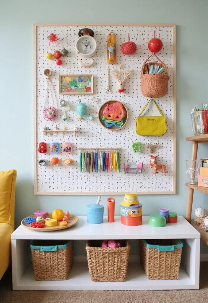 30 Toy Storage Ideas to Keep Playtime Organized and Fun - 7. Pegboard Organizers