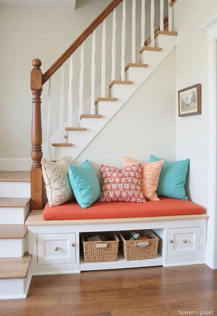 30 Under Stair Storage Ideas That Maximize Hidden Space 10. Multifunctional Bench