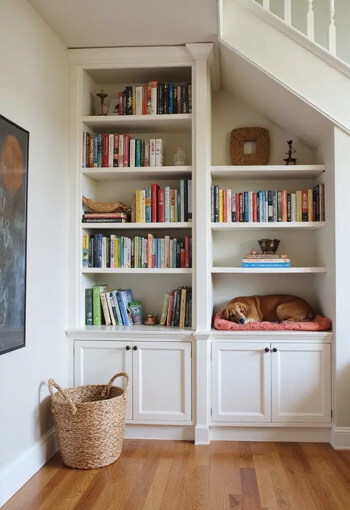 30 Under Stair Storage Ideas That Maximize Hidden Space 2. Built In Bookshelves