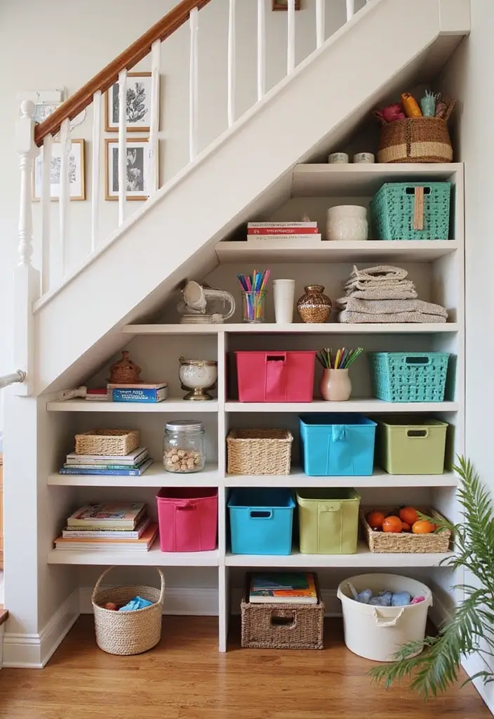30 Under Stair Storage Ideas That Maximize Hidden Space 22. Craft Supply Corner