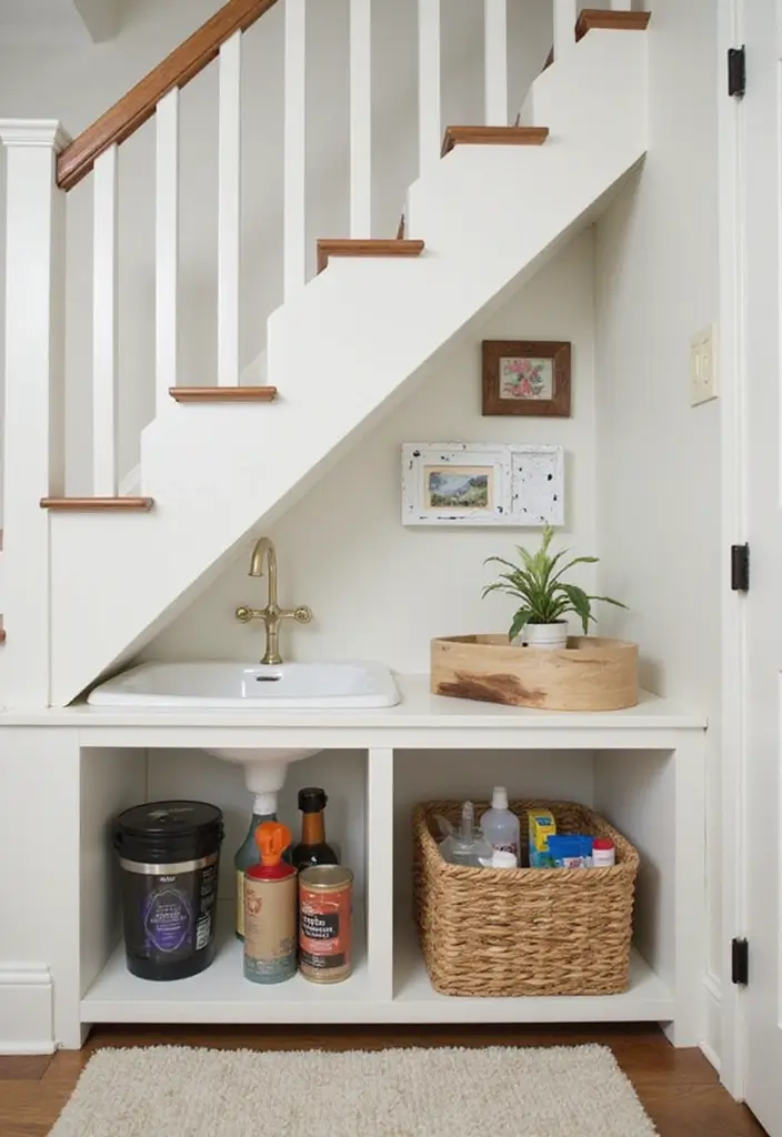 30 Under Stair Storage Ideas That Maximize Hidden Space 28. Practical Pet Bath Station