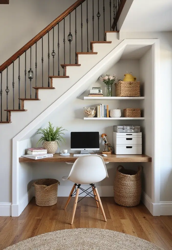 30 Under Stair Storage Ideas That Maximize Hidden Space 4. Compact Home Office