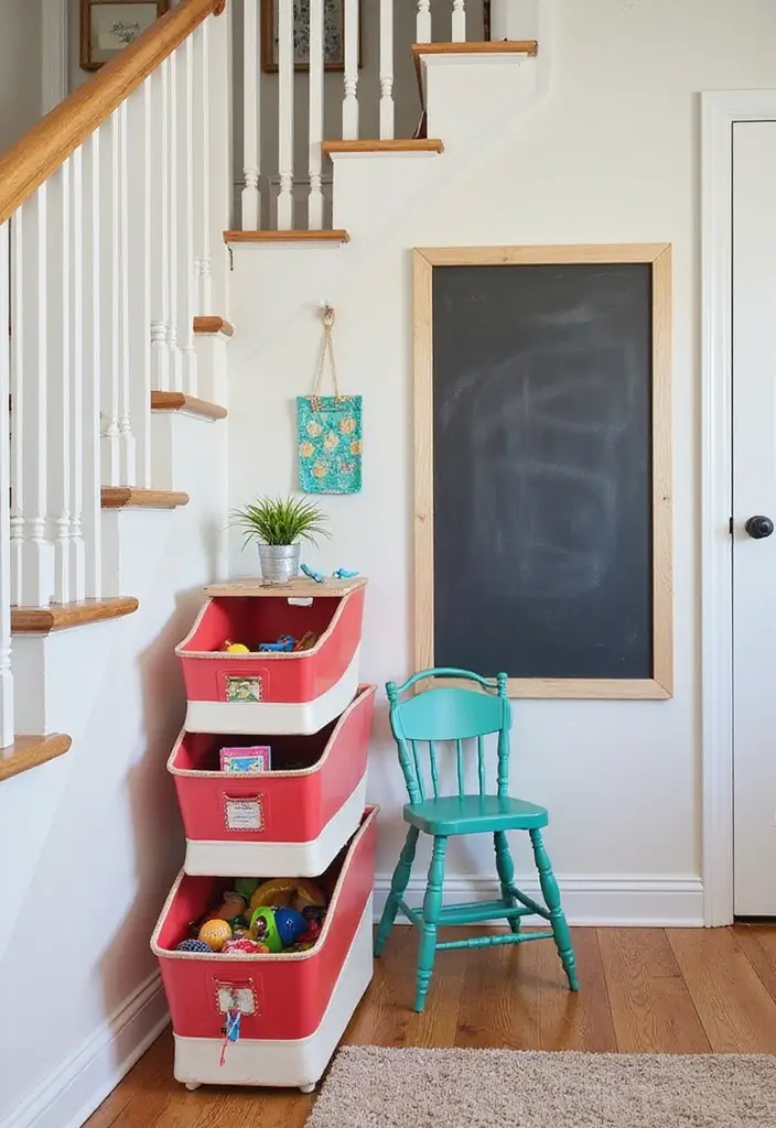 30 Under Stair Storage Ideas That Maximize Hidden Space 5. Playful Toy Storage