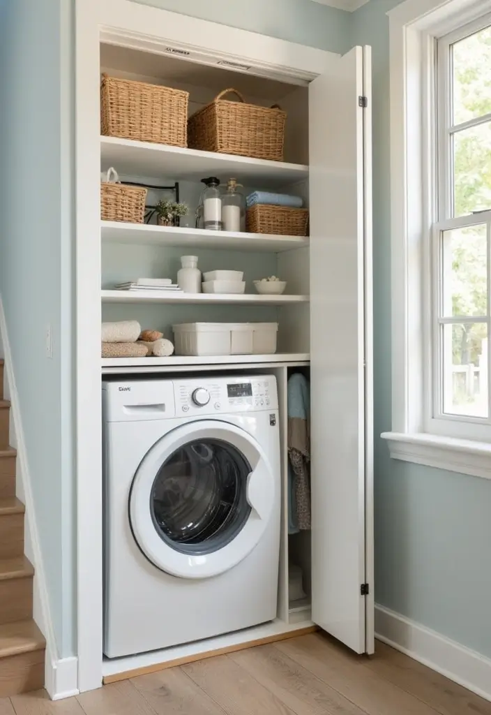 30 Under Stair Storage Ideas That Maximize Hidden Space 7. Hidden Laundry Space