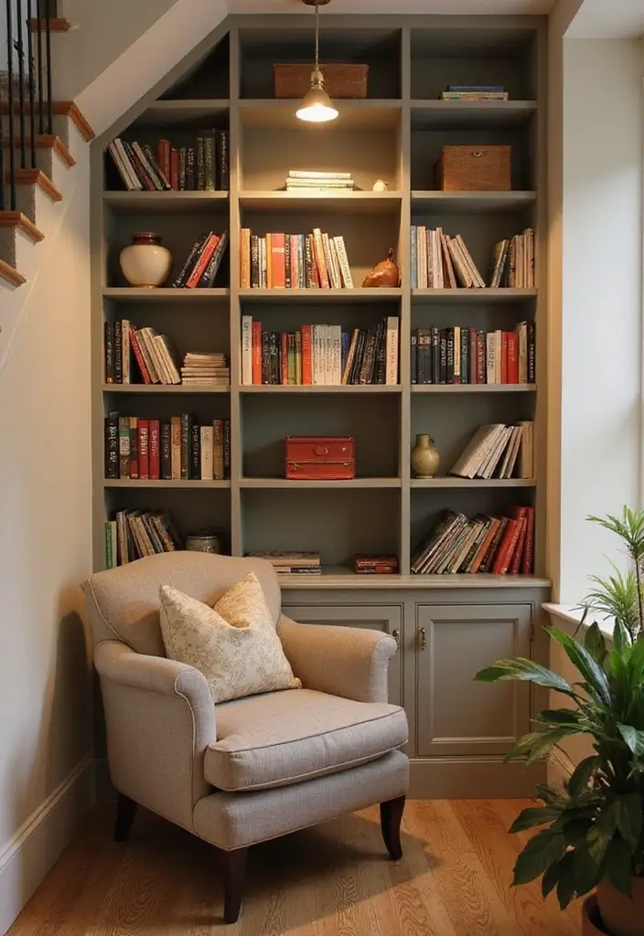 30 Under Stair Storage Ideas That Maximize Hidden Space 8. Cozy Reading Nook