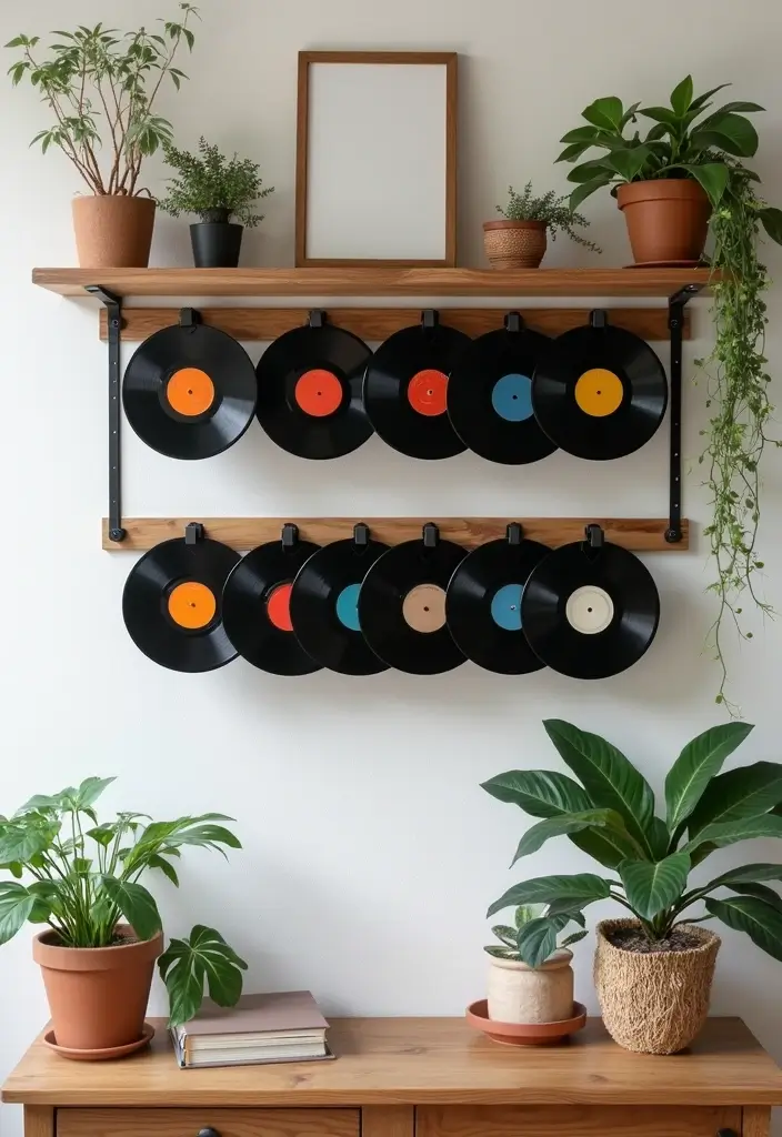 30 Vinyl Record Storage Ideas for Music Lovers - 20. Peg and Rail Systems