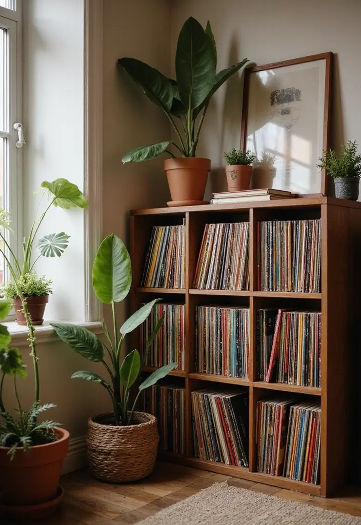 30 Vinyl Record Storage Ideas for Music Lovers - 7. Corner Record Stand