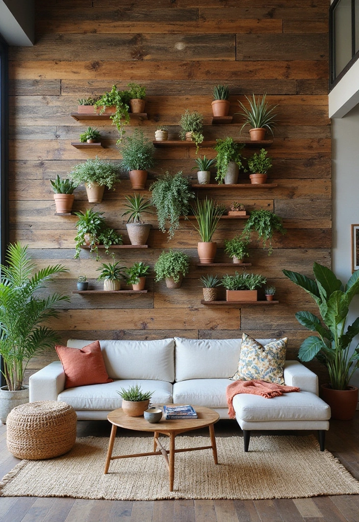 30 Wood Wall Ideas for a Rustic and Modern Touch - 16. Rustic Wood Wall with Succulent Displays