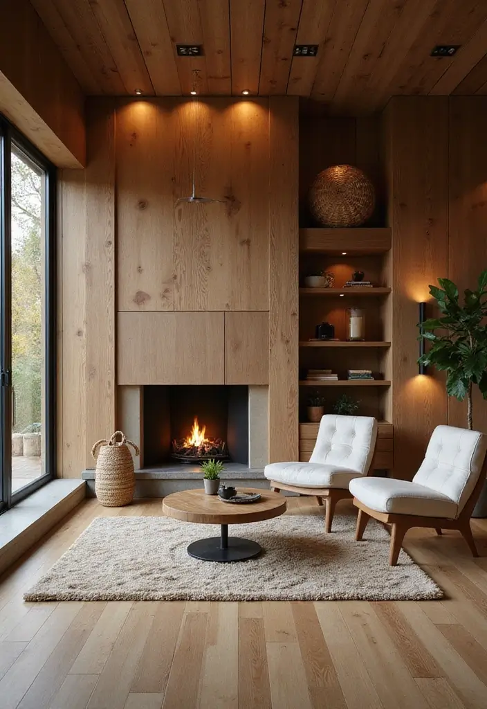 30 Wood Wall Ideas for a Rustic and Modern Touch - 8. Rustic Wooden Paneling Around a Fireplace
