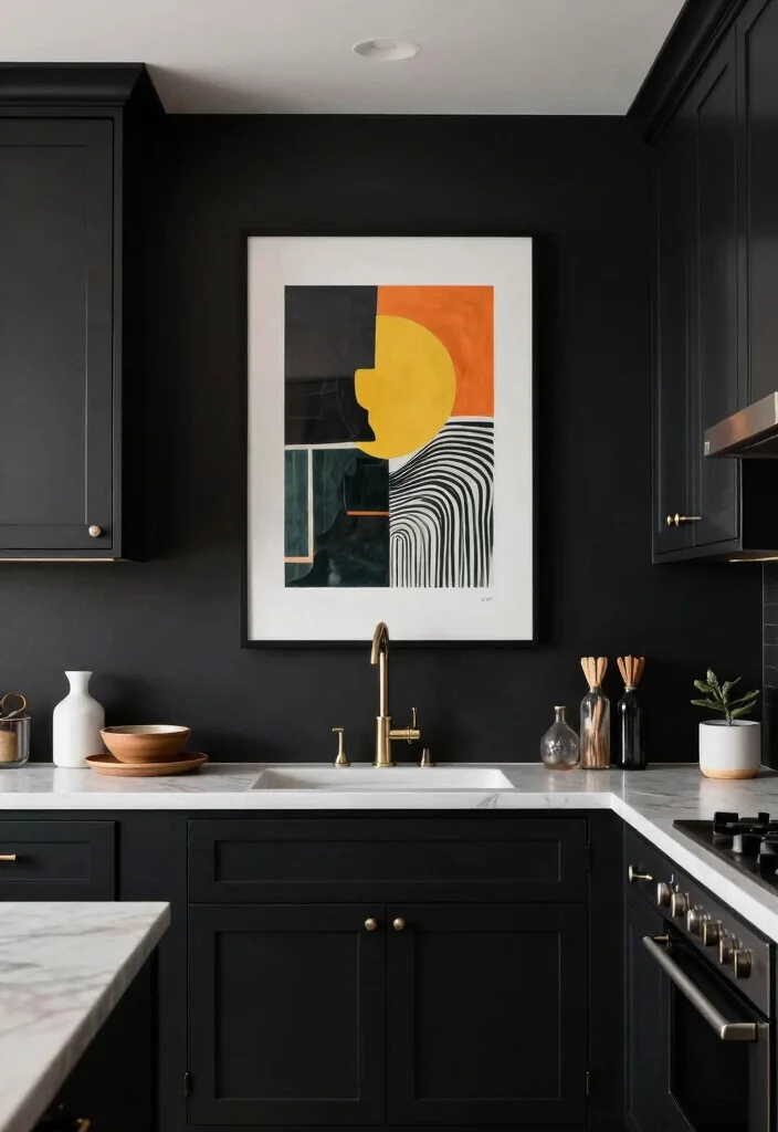 25+ Black Kitchen Ideas That Are Bold and Sophisticated 44 25 Black Kitchen Ideas That Are Bold and Sophisticated 14. Bold Artwork 0