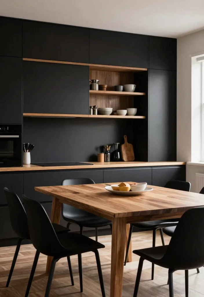 25+ Black Kitchen Ideas That Are Bold and Sophisticated 34 25 Black Kitchen Ideas That Are Bold and Sophisticated 4. Contrast with Wood Accents 0