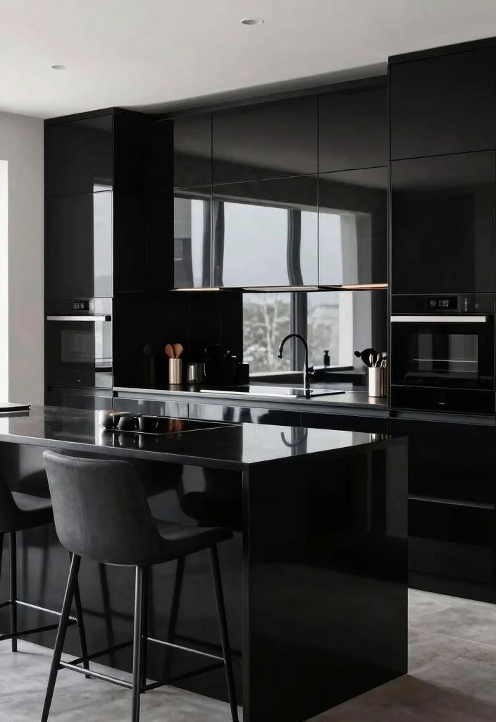 25+ Black Kitchen Ideas That Are Bold and Sophisticated 37 25 Black Kitchen Ideas That Are Bold and Sophisticated 7. Glossy Black Finishes 0