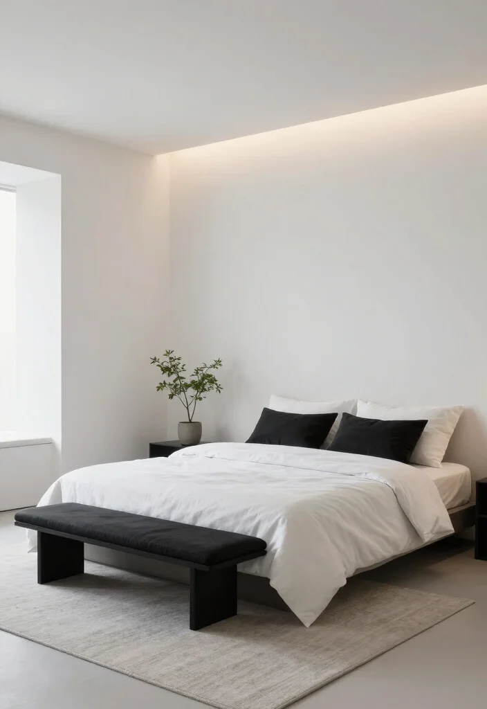 25 Black and White Bedroom Ideas for a Classic Contrast 1. Minimalist Zen Retreat 0