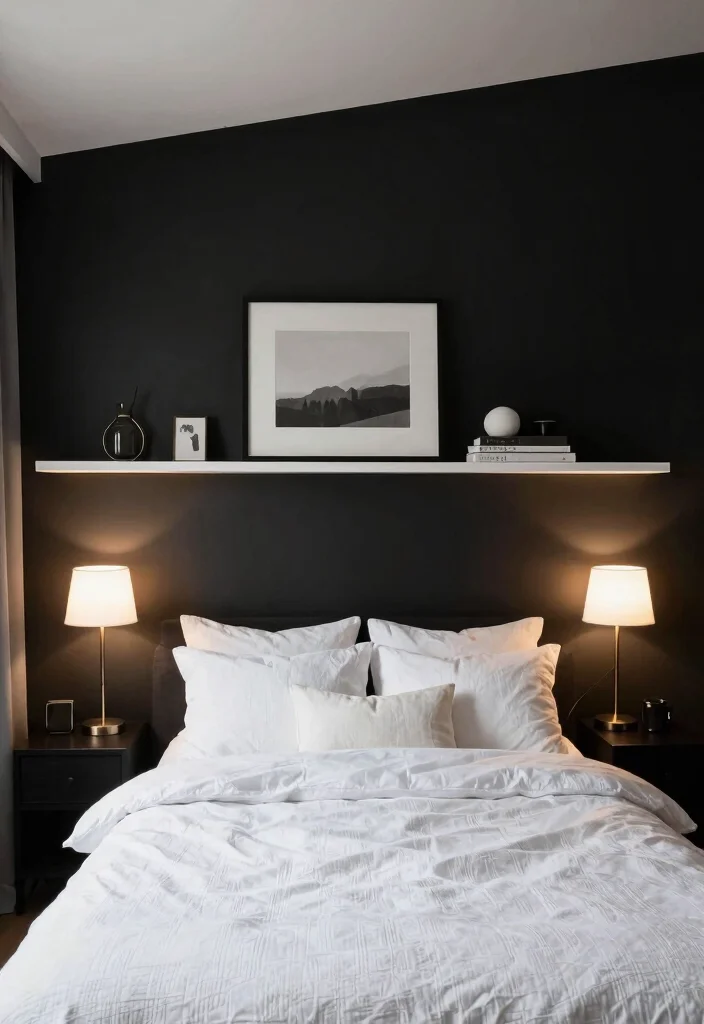 25 Black and White Bedroom Ideas for a Classic Contrast 2. Bold Black Accent Wall 0